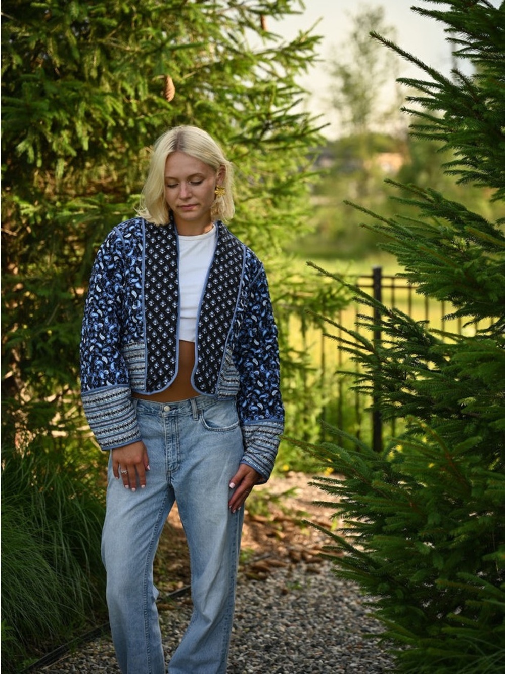 Women’s Reversible Floral Patchwork Quilted Jacket Puffer Crop Bohemian Paisley - Picture 7 of 14